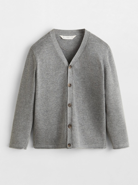 

Mango Kids Boys Grey Melange Solid Cardigan
