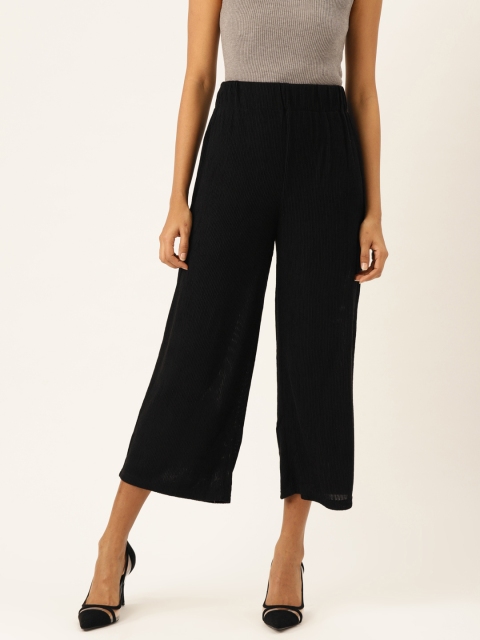 

MANGO Women Black Regular Fit Solid Cropped Culottes