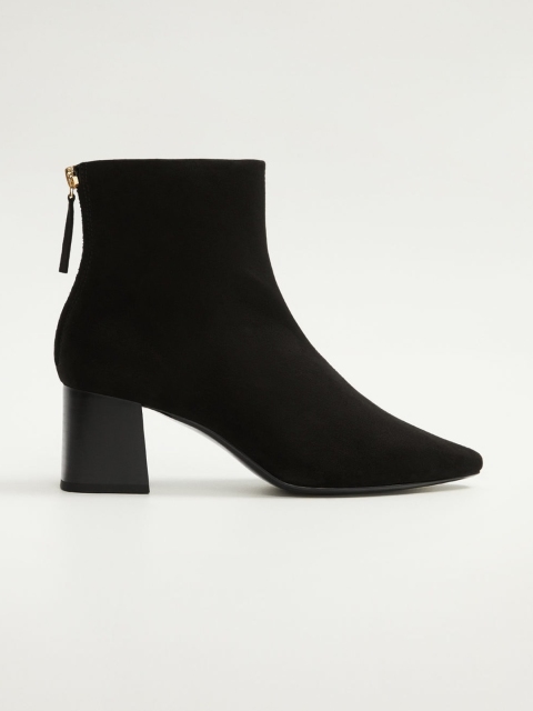 

MANGO Women Black Solid Mid-Top Heeled Boots