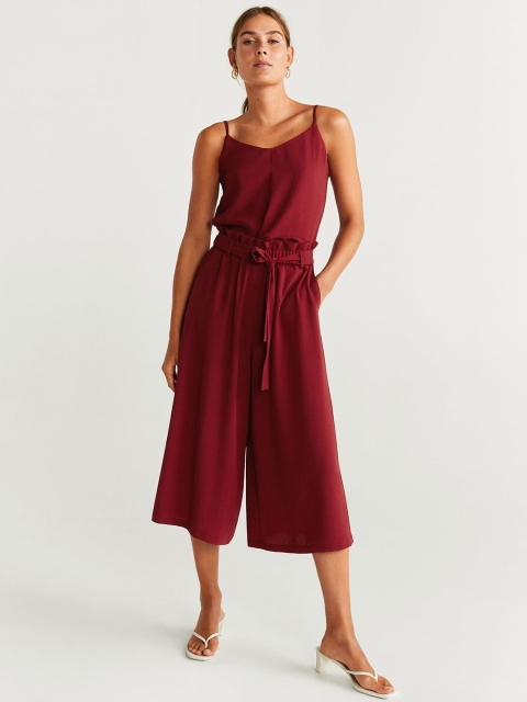 

MANGO Women Maroon Regular Fit Solid Culottes