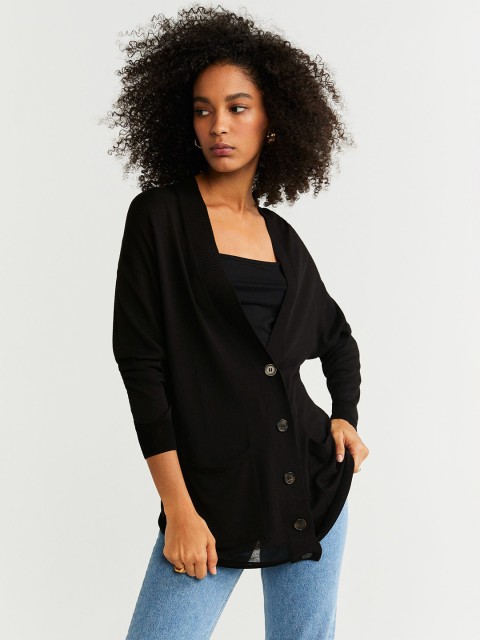 

MANGO Women Black Solid Cardigan