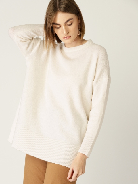 

MANGO Women Beige Solid Sweater