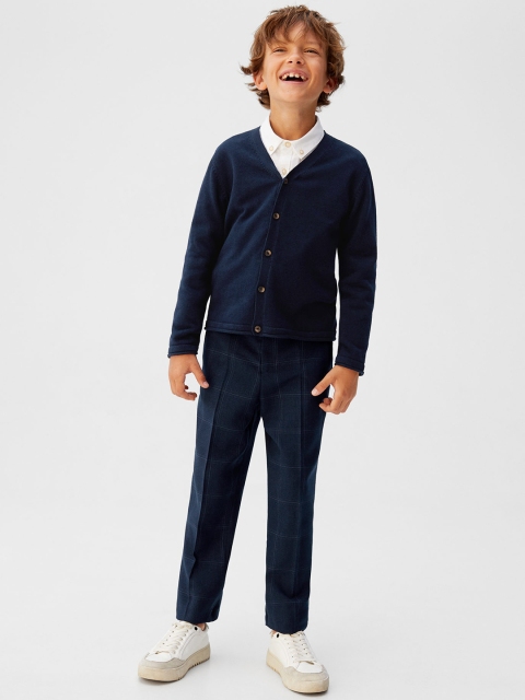 

Mango Kids Boys Navy Blue Solid Cardigan Sweater