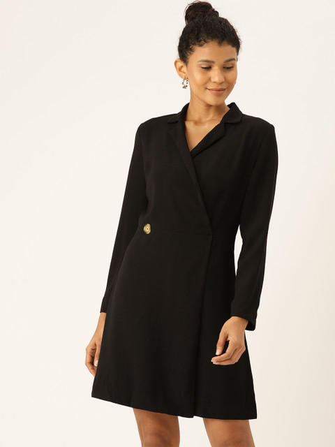 

MANGO Women Black Solid Wrap Dress