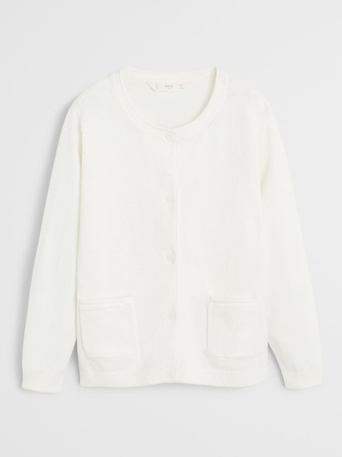 

Mango Kids Girls White Solid Cardigan