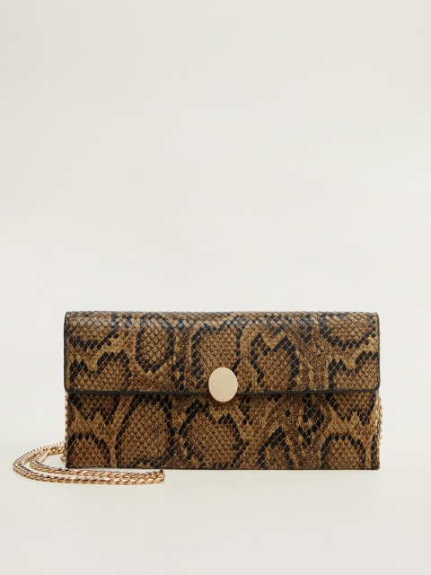 

MANGO Brown & Black Snakeskin Textured Purse