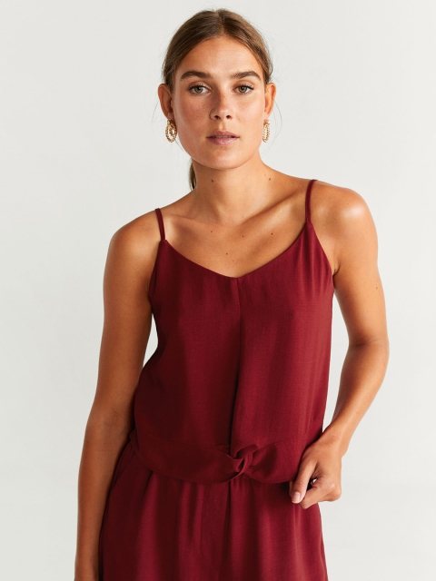 

MANGO Women Maroon Solid Twisted Detail Top