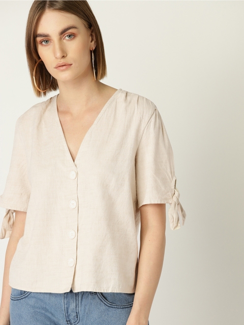 

MANGO Women Beige Solid Top