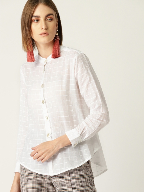 

MANGO Women White Self-Checked Semi-Sheer Casual Shirt