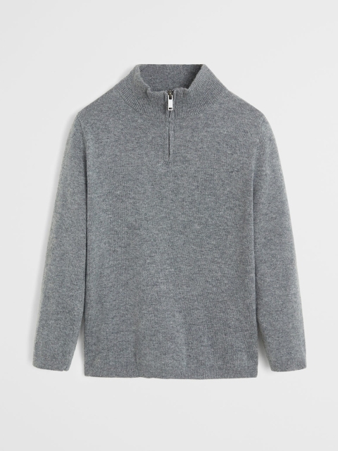 

Mango Kids Boys Grey Melange Solid Pullover