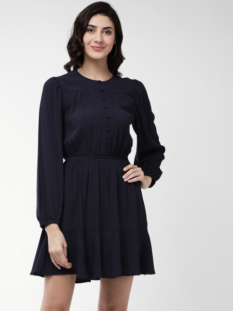 

Marks & Spencer Women Navy Blue Solid A-Line Dress