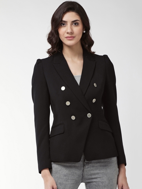 

Marks & Spencer Women Black Solid Double-Breasted Blazer