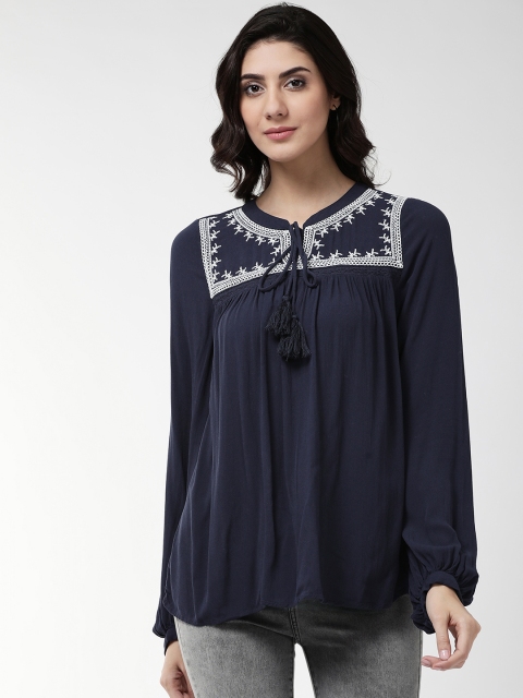 

Marks & Spencer Women Navy Blue Solid A-Line Top