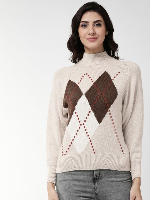 

Marks & Spencer Women Beige & Brown Self Design Sweater