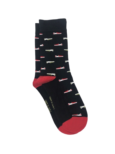 

Mint & Oak Men Black & Red Patterned Calf Length Socks