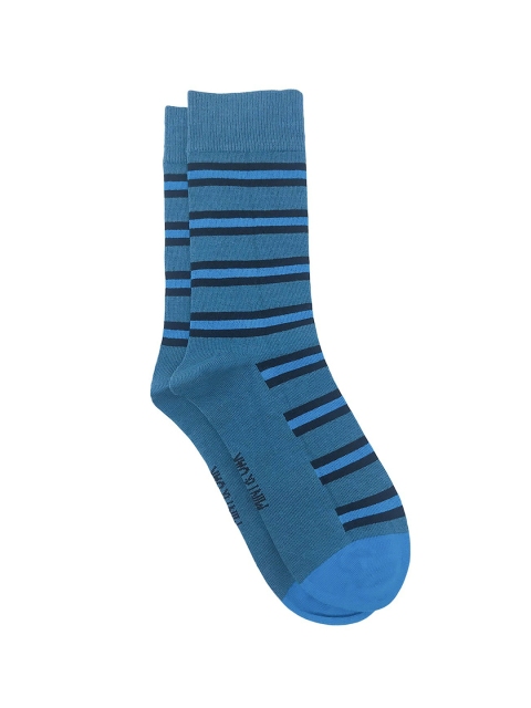 

Mint & Oak Men Blue Striped Calf Length Socks