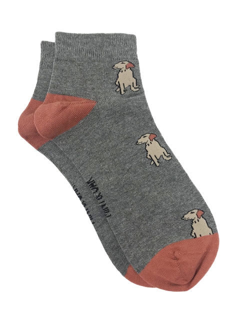 

Mint & Oak Men Grey & Peach-Coloured Patterned Ankle Length Socks
