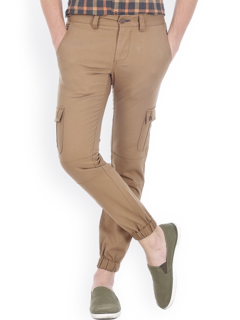 

Basics Brown Low-Rise Jogger Fit Cargo Trousers