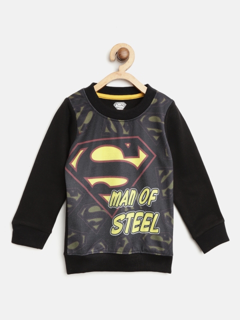 

Eteenz Boys Black & Olive Green Superman Print Sweatshirt