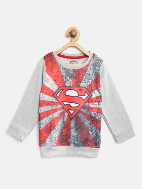 

Eteenz Boys Grey Melange & Red Superman Print Sweatshirt