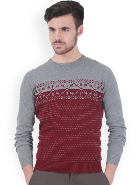 

Basics Red & Grey Printed Sweater