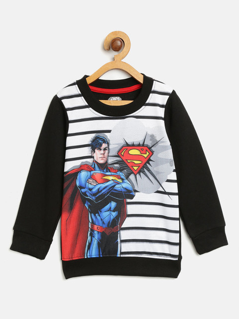 

Eteenz Boys Black & White Superman Print Sweatshirt