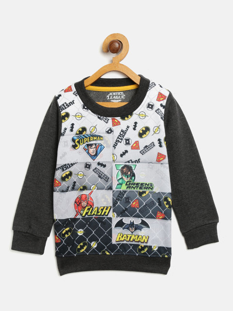 

Eteenz Boys Grey & Black Printed Sweatshirt