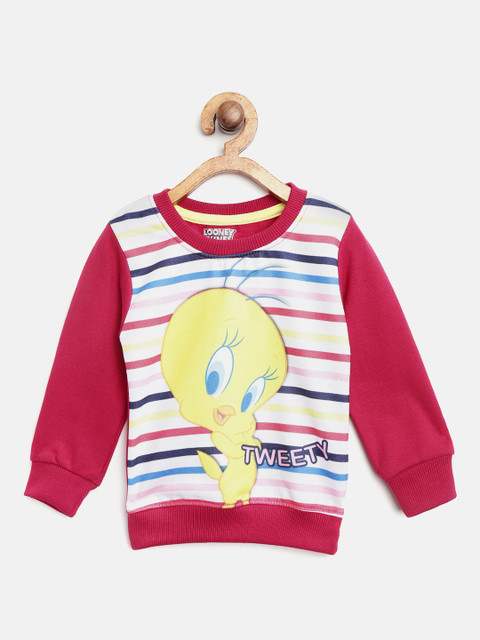 

Eteenz Girls Yellow & Maroon Tweety Bird Print Sweatshirt