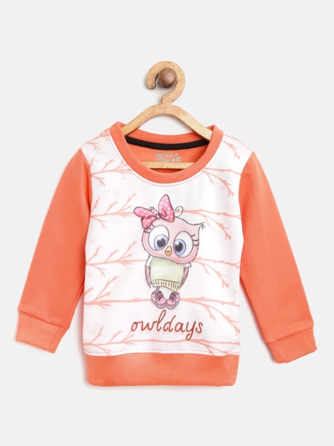 

Eteenz Girls Peach-Coloured Printed Sweatshirt