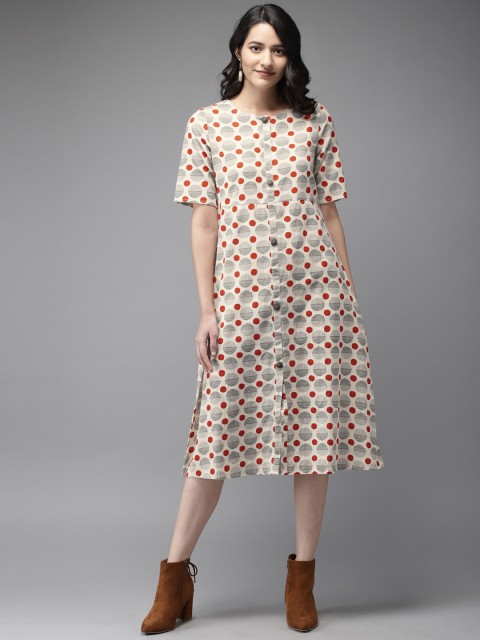 

Anouk Women Printed Off-White A-Line Fusion Dress