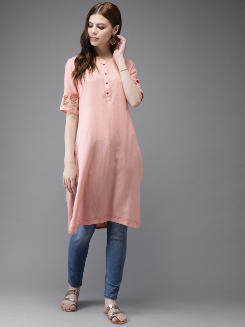 

Anouk Women Pink Solid Straight Kurta