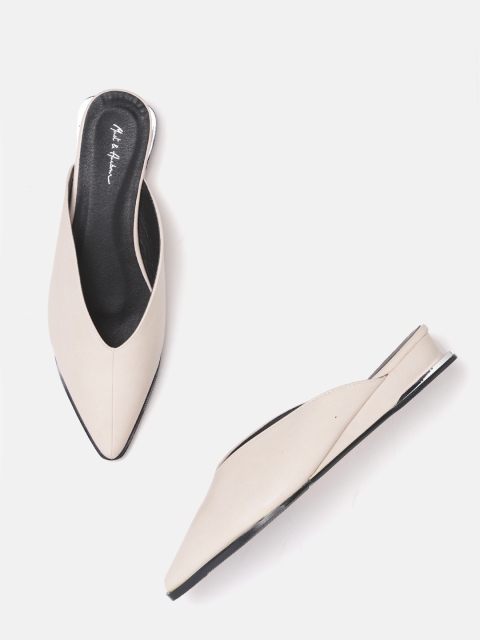 

Mast & Harbour Women Off-White Solid Heeled Mules