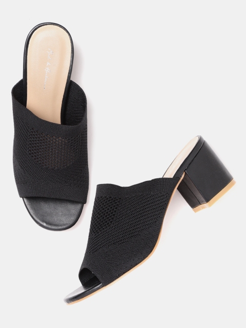 

Mast & Harbour Women Black Woven Design Mules