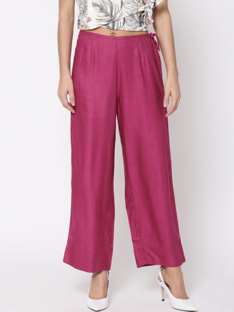 

Fabindia Women Pink Solid Straight Palazzos