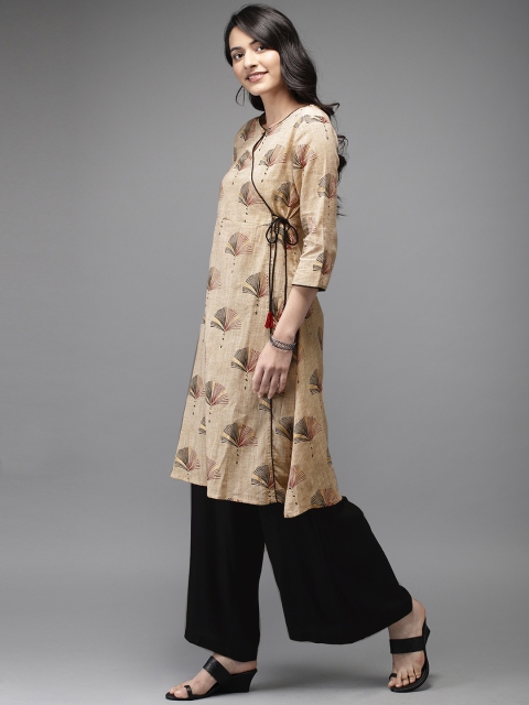 

Anouk Women Beige & Black Printed Kurta with Palazzos