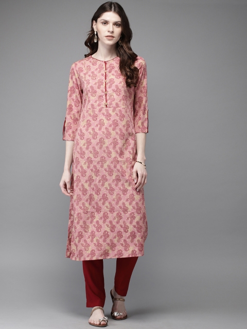 

Anouk Women Pink Printed Kurta with Trousers