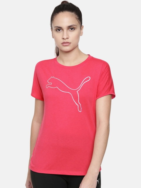 

Puma Women Pink Cat Printed DRYCELL Round Neck Running & Training T-shirt