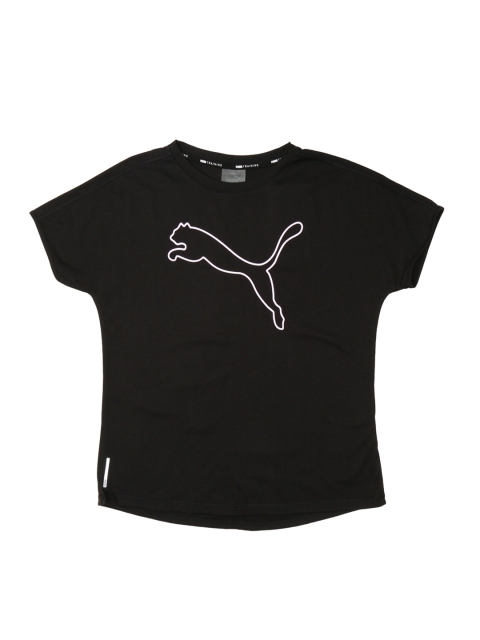 

Puma Women Black Printed Round Neck Cat Tee dryCELL T-shirt