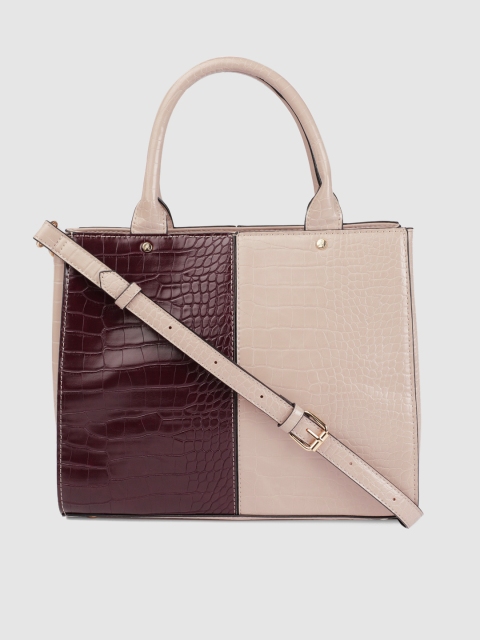 

Accessorize Maroon & Nude-Coloured Colourblocked Handheld Bag