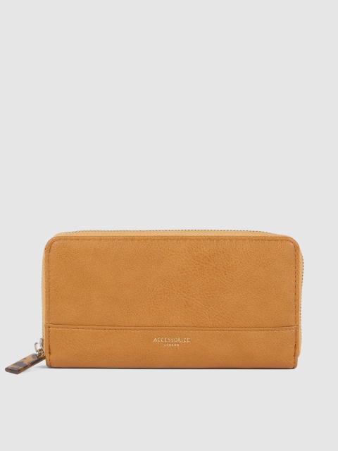 

Accessorize Women Mustard Yellow Solid Zip Around Wallet