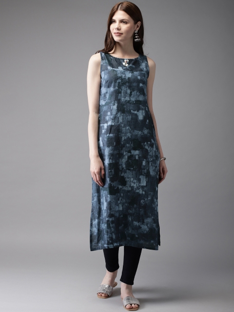 

Anouk Women Navy Blue Printed Straight Kurta