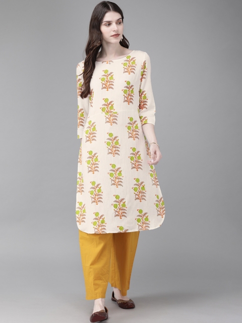 

Anouk Women Off-White Printed Straight Kurta