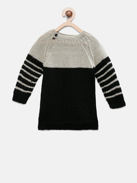 

Magic Needles Boys Black & Grey Colourblocked Woollen Sweater