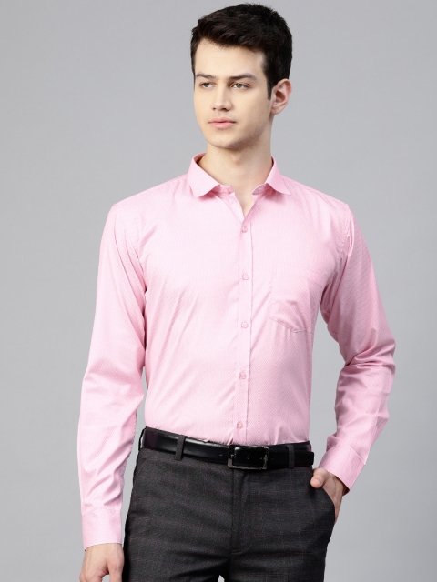 

MANQ Men Pink Smart Slim Fit Self Design Formal Shirt