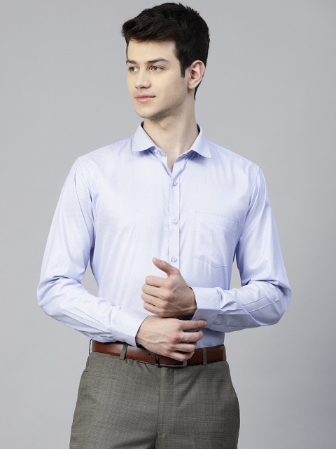 

MANQ Men Blue Smart Slim Fit Self Design Formal Shirt