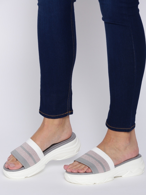 

Lavie Women Grey & Dusty Pink Striped Comfort Heels