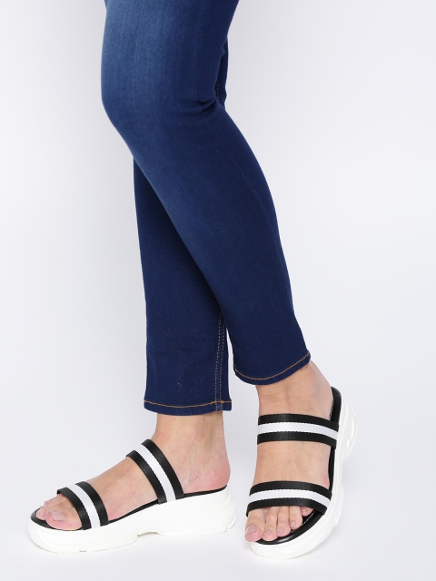 

Lavie Women Black & White Striped Comfort Heels
