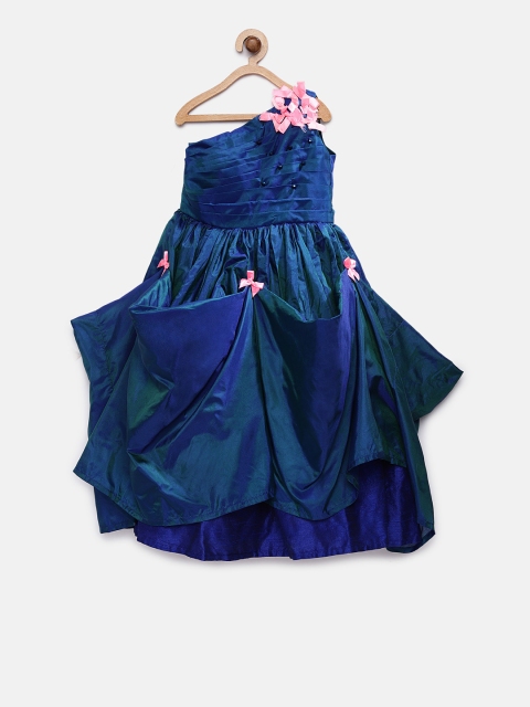 

Pink Cow Girls Solid Blue Fit and Flare Dress