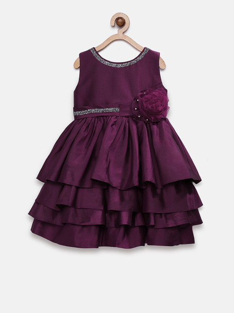 

Pink Cow Girls Solid Purple A-Line Dress