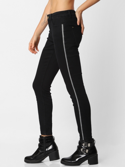 

ONLY Women Black Skinny Fit Mid-Rise Clean Look Jeans
